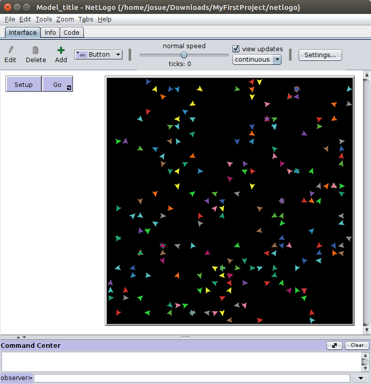 View of the simulation on NetLogo