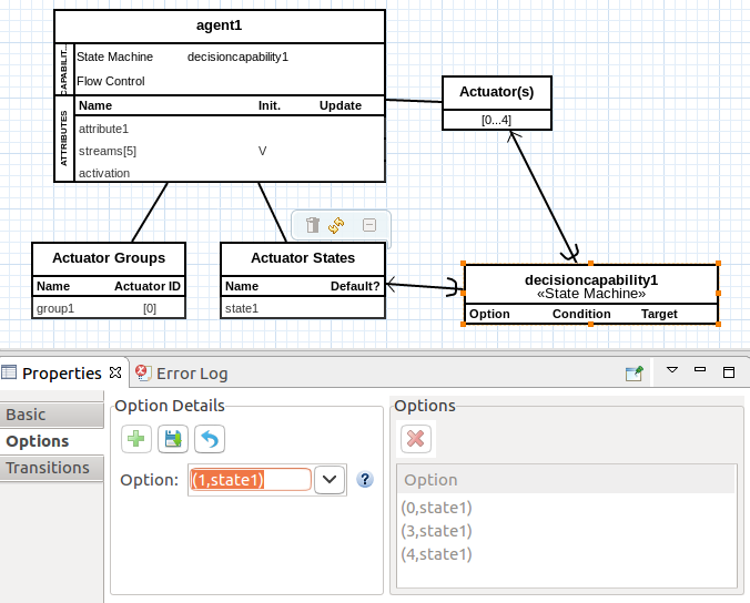 State machine options.