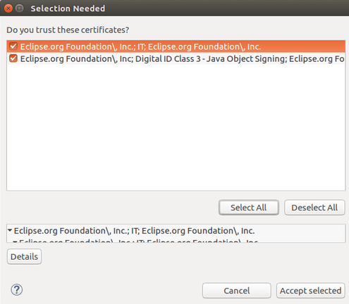 Selection Needed Window.
