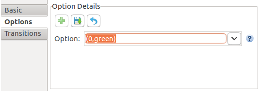 Edition of the state machine options.