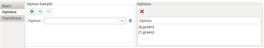 State machine options properties.