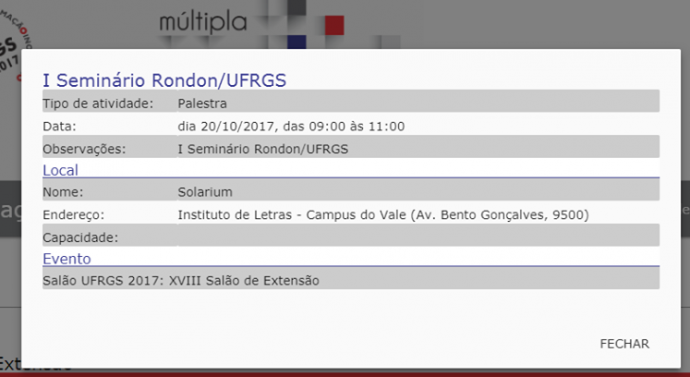 I Seminário Rondon/UFRGS – 20/out/2017