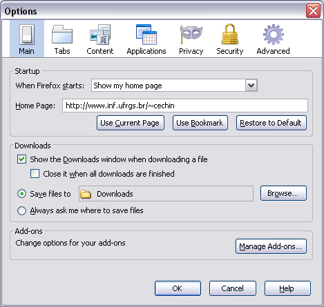 firefox tools options