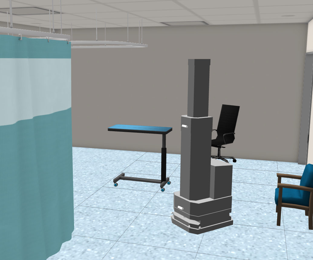 Simulation of the Jaci robot during disinfection of a hospital environment